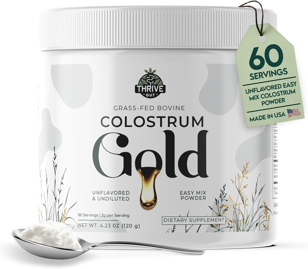 Colostrum Gold - Premium Grass-Fed Bovine Colostrum Powder 豁免,Gut健康,肌肉与健康 - Daily Superfood supports 头发,皮肤,钉子 - 女性与男性 - 不受欢迎,60位服务者