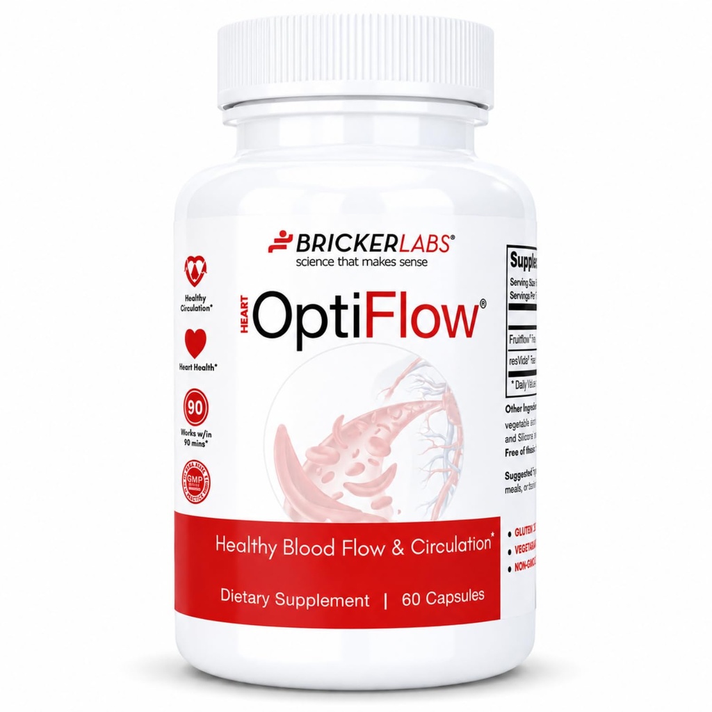 Bricker Labs OptiFlow 血液循环维生素,自然支持健康的血液流动,包含水果花和resVida Trans resveratrol. 血液优化器 补充 60个盖