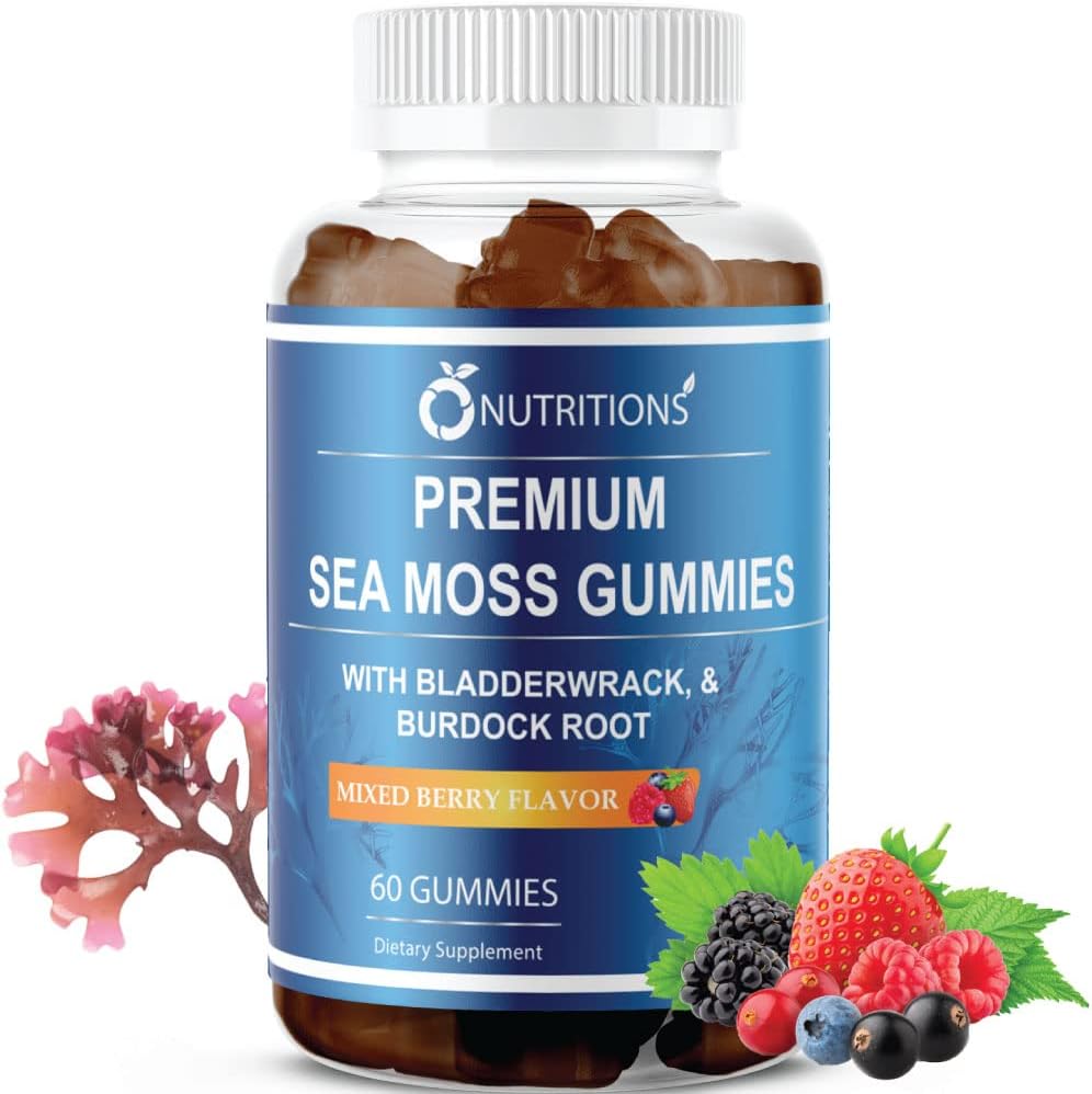 O NUTRITIONs Premium Sea Moss Gummys 与爱尔兰海 Moss, Burdock Root, 和 Bladderwrack - Seamoss Raw Alkaline 补编