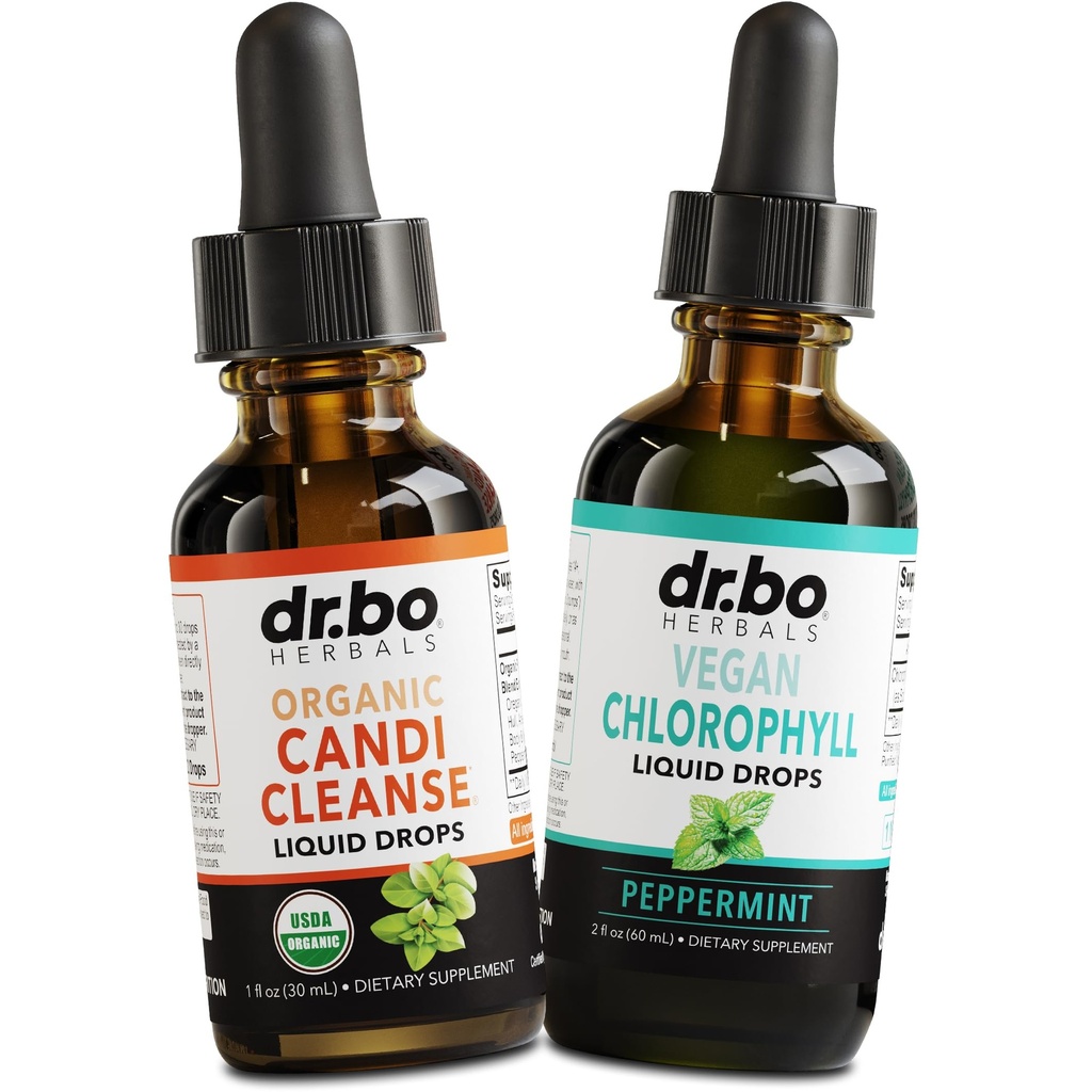 Candi Cleanse & Chlorophyll Liquid Drops - 有机Oregano Oil Drops & Liquid Chlorophyll Odor Cleanse 支持 - 天然口服古特清洁剂解毒剂,内除臭剂,体除臭补充剂