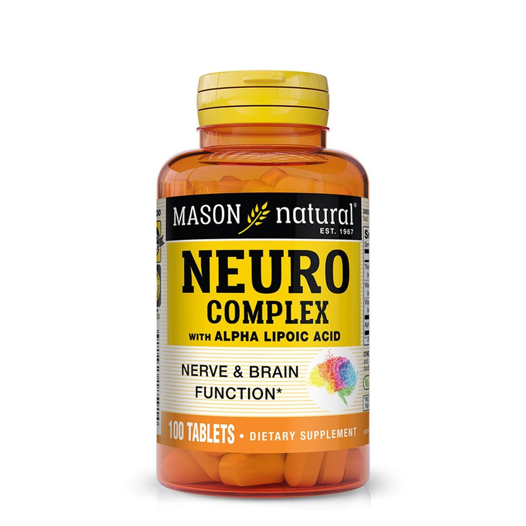 MASON NATURAL 神经综合体,含有Alpha Lipoic酸和维生素B12,适合蔬菜,100片