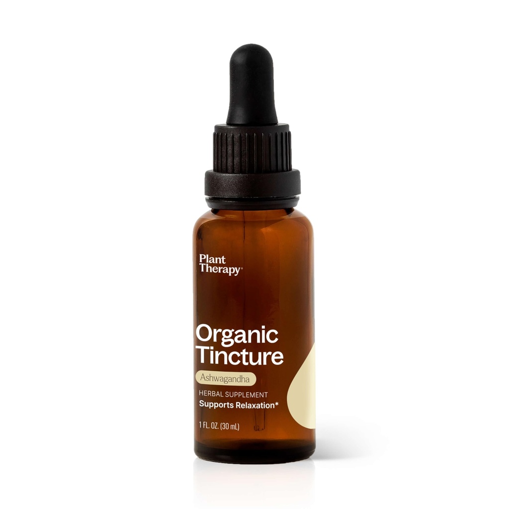 植物疗法有机 Ashwagandha 根草药补充剂 Tincture 30 mL(1 oz) 支持放松、恢复和免疫支持, Vegan, Non GMO, Gluten Free, Liquid, 1瓶
