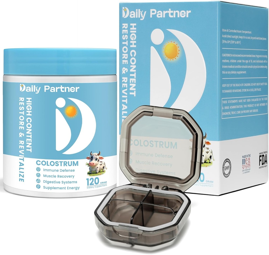 Colostrum Powder - Immune Support & Gut Health 补充品,促进自然肌肉恢复,Calostro Bovino, 包括 Capsule Box & Spoon