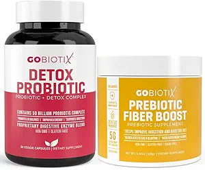 GOBIOTIX 解毒和纤维补充包 - 预生纤维粉末和解毒支持 - 促进消化健康、古特清洁和规范 - Keto、Vegan、Gluten-Free