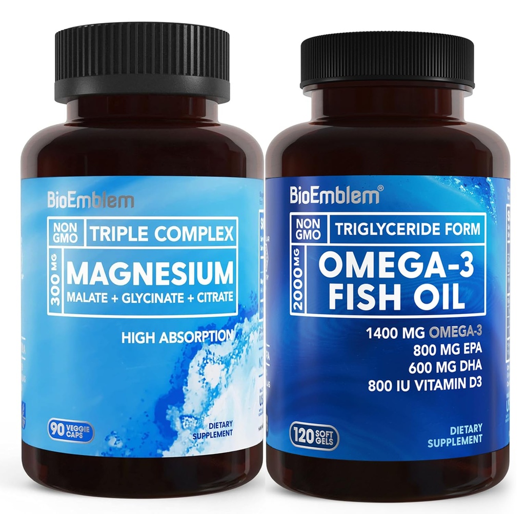 三聚镁复合物和生物元素Omega-3鱼油 2000mg