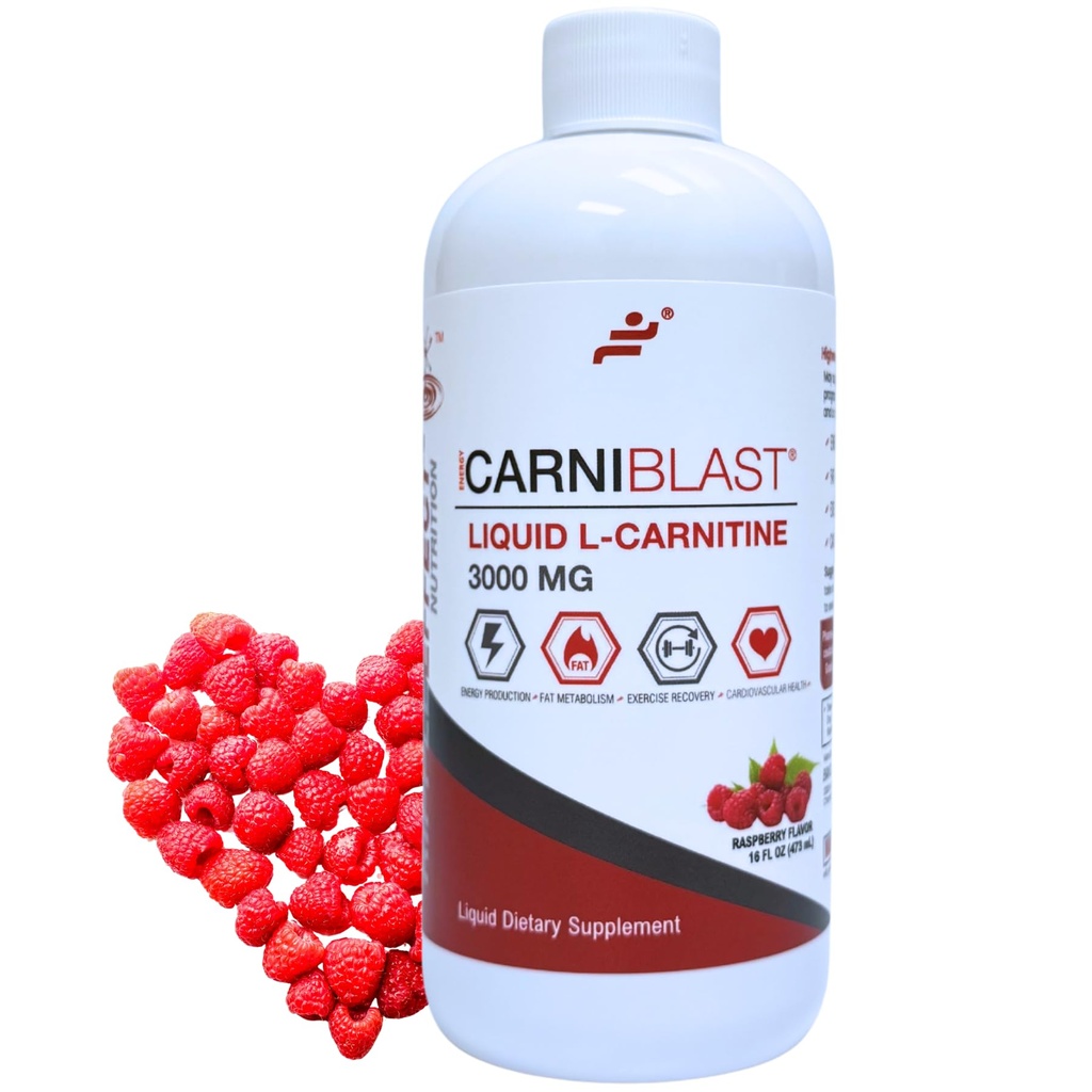 Bricker Labs CARNIBLAST Liquid L-Carnitine 3000mg, Premium L Carnitine Carnipure, 能源营养, 能源补充和能源促进器, Raspberry, 16 fl oz