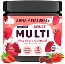 Llama Naturals Multivitamin for Women & Men, Vegan, Organic Gummies with Vitamin D, C & K, Adults Real Fruit Gummy Vitamins, Chewable Multivitamin Supplement, No Added Sugar Cane, Strawberry, 120 Ct