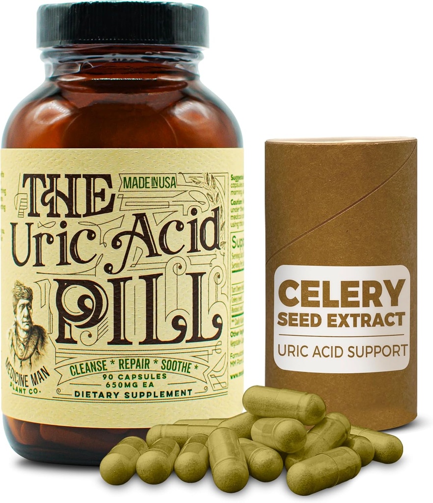 Uric Acid Pill 90 Capsules - Uric Acid Supplements 配有 Tart Cherry 提取物, Celery 种子和 Burdock 根 - Uric Acid 支持补充品 含有非 GMO 和 Herbal 原料