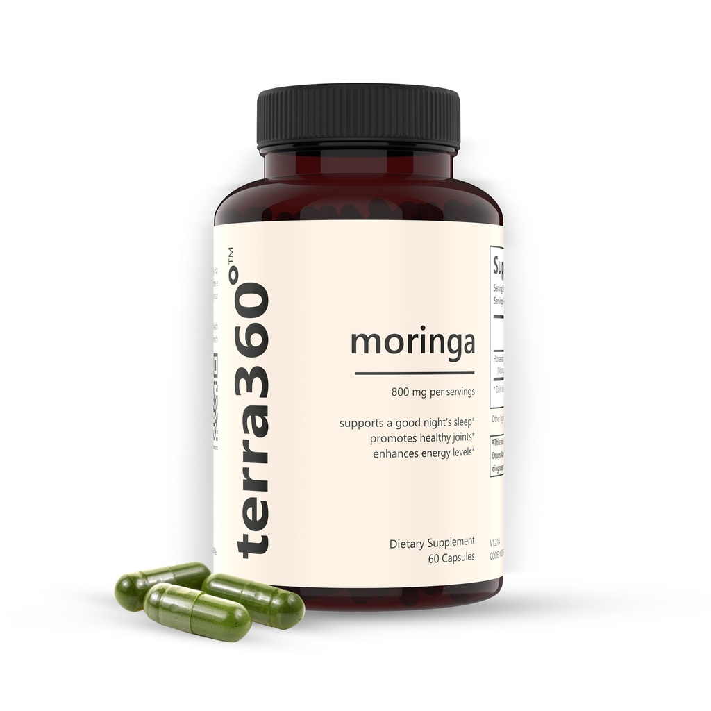Moringa Capsules 800 mg - 60 mg-60 mcapsules, Moringa Pure Capsules, 强大的绿色超级食品, Gluten Free, 非GMO, 能源,皮肤, Immune & Gut Health, 美国制造