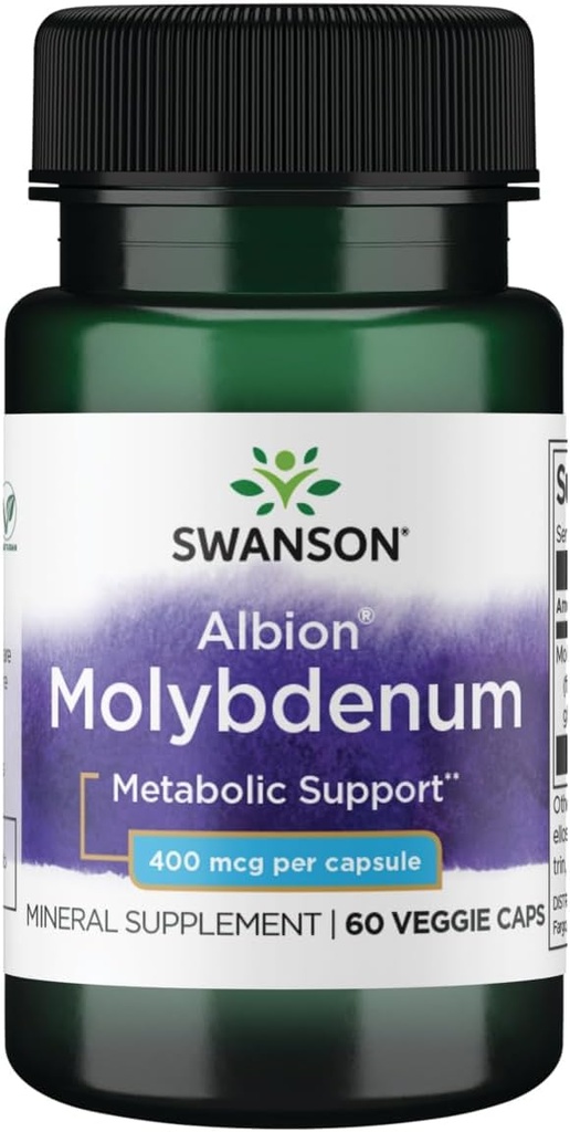 Swanson Albion Chelated Molybdenum 400 mcg 60 Veg Capsules (英语:Capsules) (美国英语).
