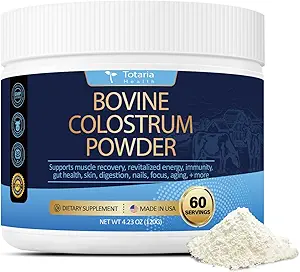 Totaria Bovine Colostrum 口感健康、头发生长、美容和免疫支持补充粉 - 美国农场草药 - 无填充剂,GMP认证 Calostro Bovino para Armalos Organico, 60 services