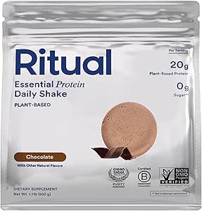 配有BCAA的Ritula 18+ Vegan蛋白质粉:来自美国再生农场的20g 有机 Pea蛋白,Gluten Free, Plant based, 糖无,奶无,手染香草, 1Lbs