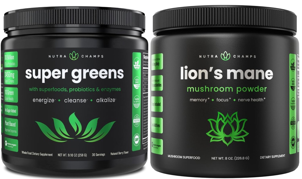 努特拉钱普斯绿化超级食品粉末和狮子粉末