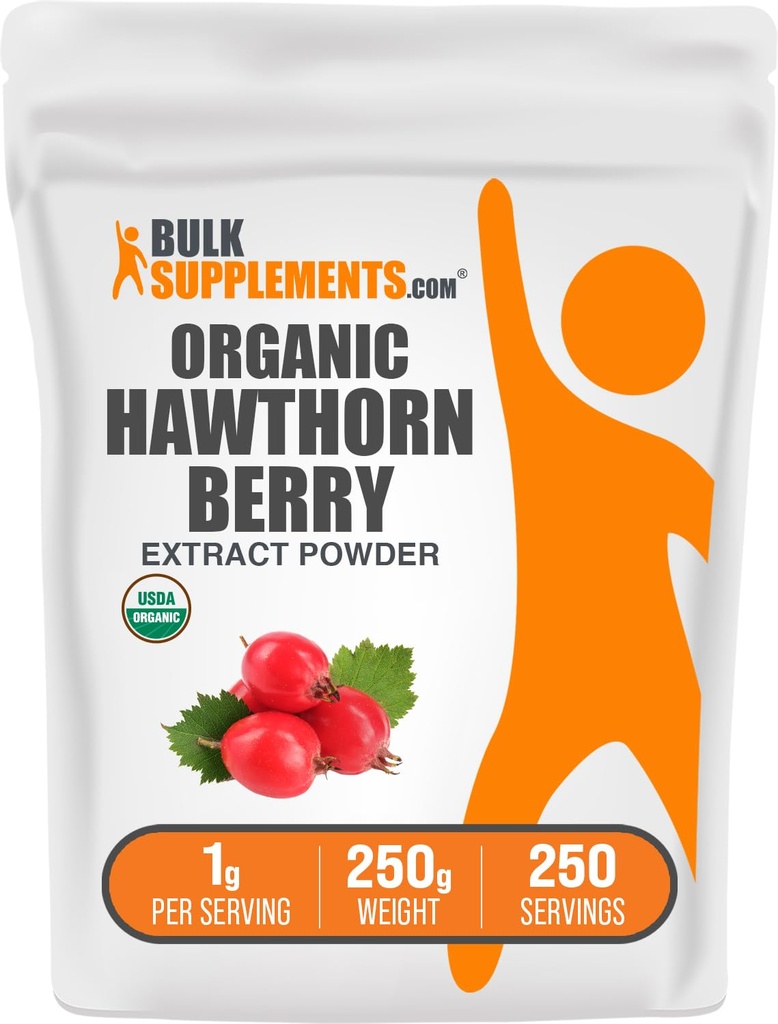 bulk Assupports.com 有机霍桑贝里抽取粉末 - 霍桑贝里抽取粉末 - Herbal & Gluten Free,每架服务1克,250克(8.8 oz)(一包)