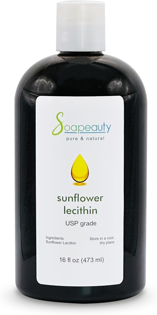 SNFLOWER LECITHIN 液态石油 冷压未炼油 USP 级 无瑕疵 100% 纯天然葵花 莱西辛 油 → 皮肤润滑剂 肥皂制造  Lotion → 16 fl oz