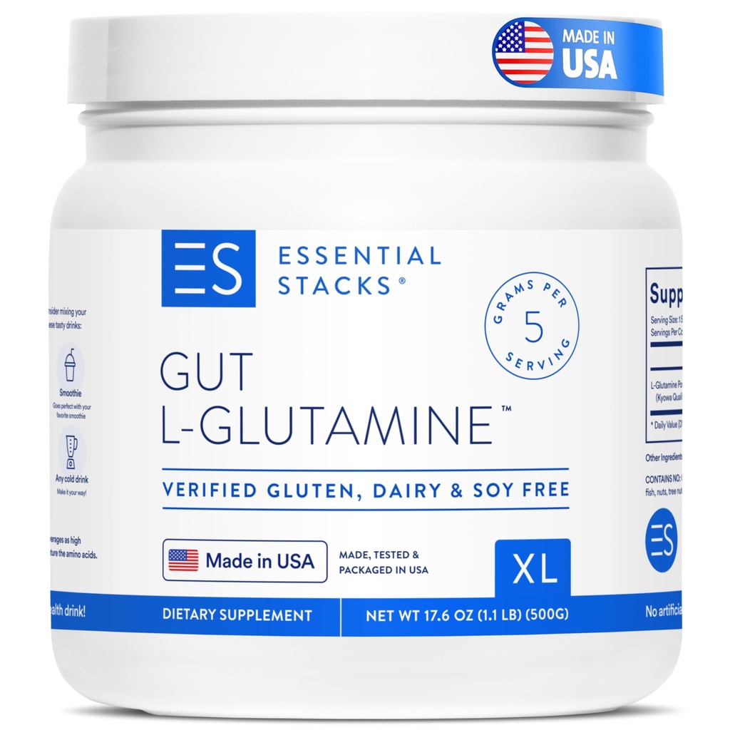 基本堆积 Gut L-Glutamine 粉末 - 在美国独家制造的 - 纯 L Glutamine 粉末用于Gut 健康(100种,未尝使用)