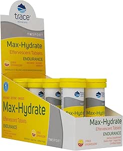 Trace Minerals Max-Hydrate Endurance - 每日能源支持补编 - 电解剂补充剂 抗肌肉凝结剂补充剂 - 支持水分补充剂 - Citrus, 10 Tabs (80 services)