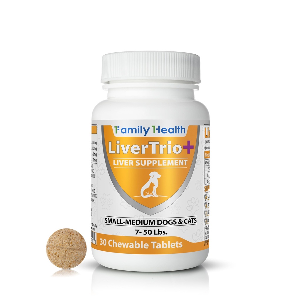 "小狗"综合肝脏支持补充. 易碎的可切片,混合同种,SPC,Silybin A+B,+ Glutathione 30Ct(小-中)
