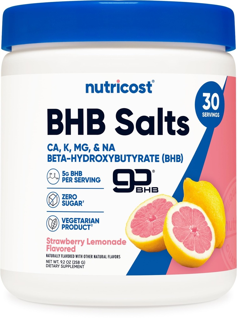 营养成本 BHB 盐类 饮用混合剂(30种,草莓柠檬汁蒸发剂)(5G BHB) - 0G 总糖,蔬菜产品
