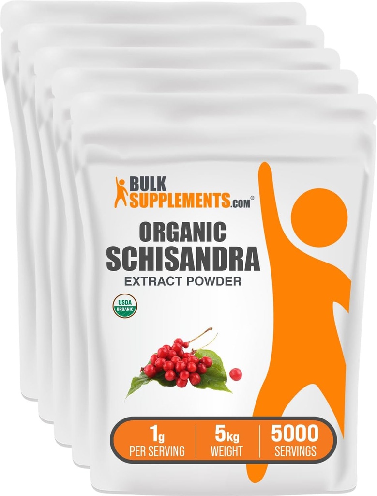 Bulk Assupports.com 有机Schisandra 提取粉剂 - Schisandra 补充剂,出自Schisandra Berries - 草药补充剂,Gluten Free - 1000mg / service, 5kg(11磅)(包5)