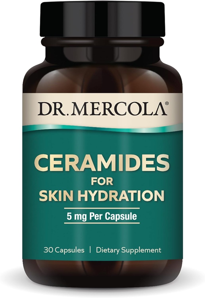 Mercola Ceramides博士,皮肤水利,30名服务员(30名卡普尔人),5毫克/每名卡普尔人,饮食补充,促进皮肤外观,非GMO