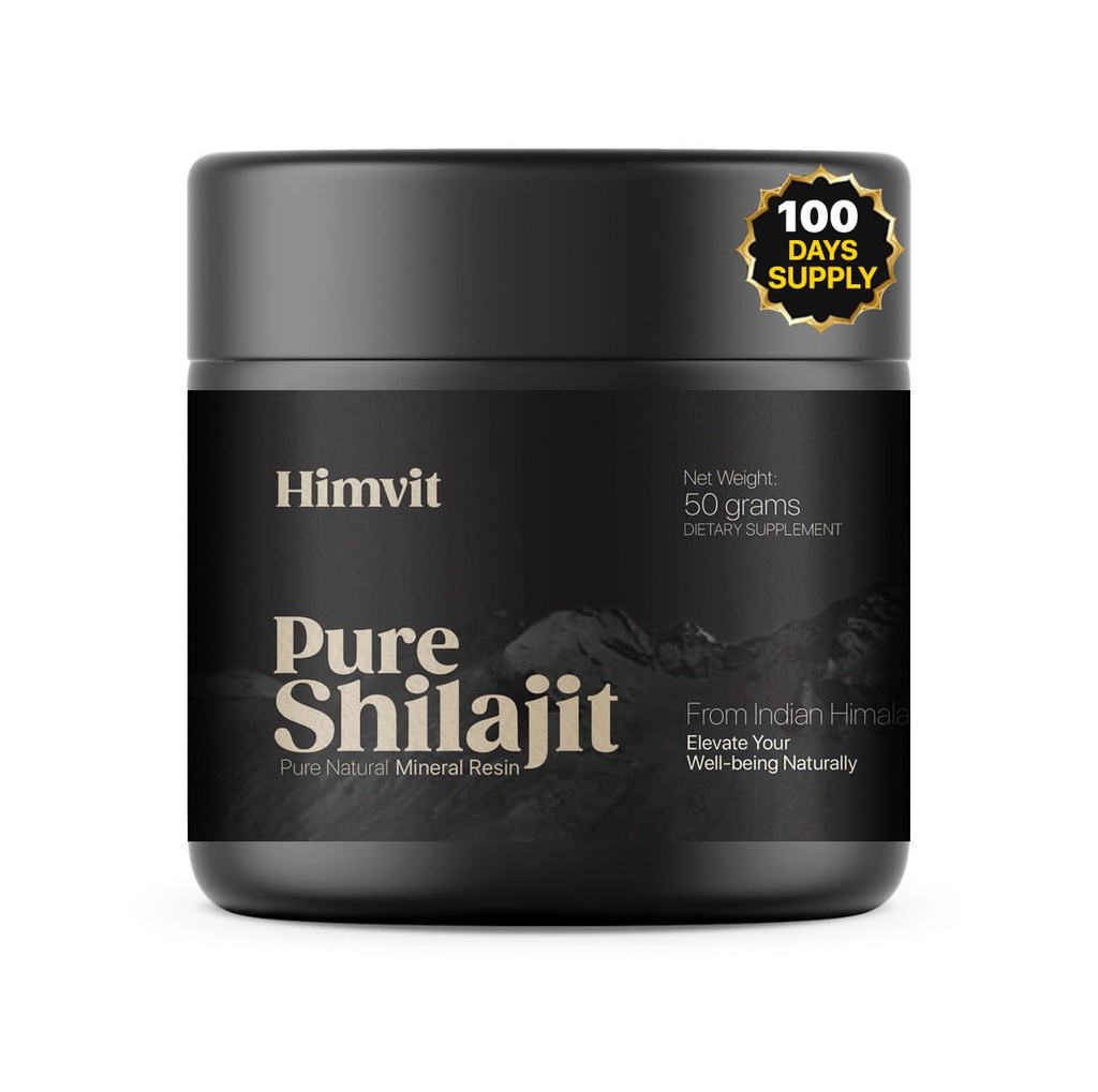 纯喜马拉雅有机物Shilajit Resin 与实验室报告 超高可能性的男女富尔维奇酸和追踪矿物 胡米酸补充剂 ResinQ 支持能源、代谢和豁免 50克