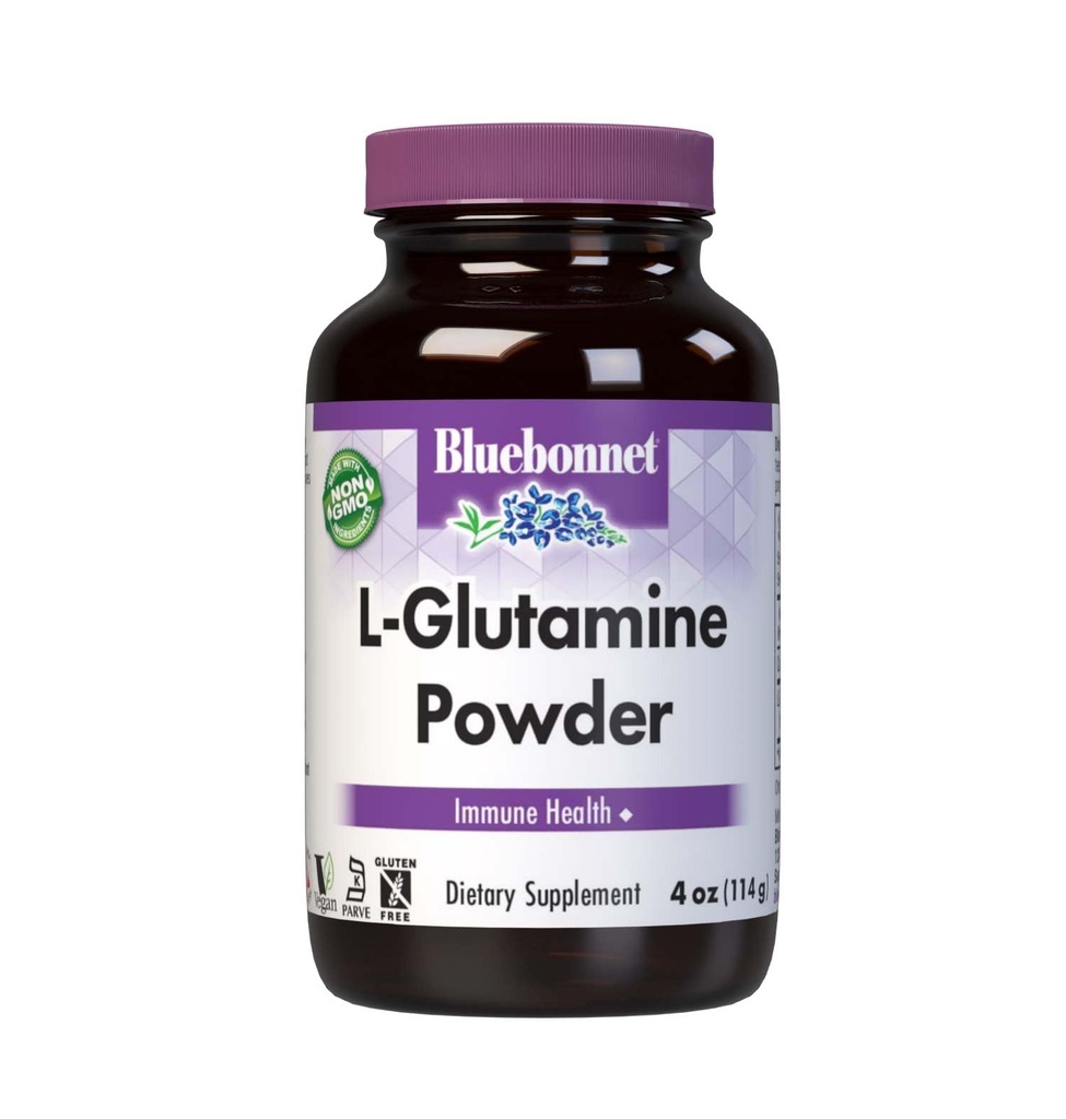 Bluebonnet 营养 L-Glutamine Powder 5000mg, 支持免疫功能 *, 氮运输器 *, 无大豆, 无胶, 非GMO, Kosher 认证, Vegan, 4 oz瓶, 23 服务