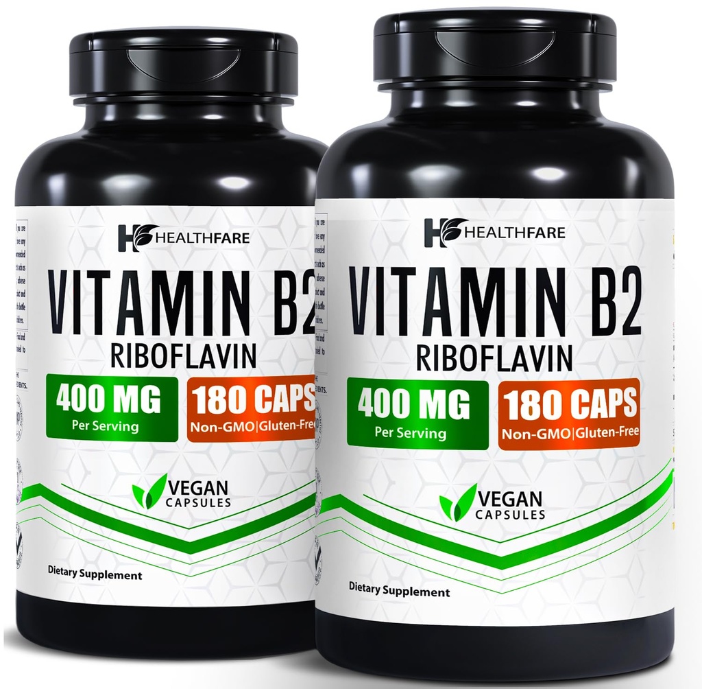 健康 维生素B2 Riboflavin 400 mg → 包装 2 → 180 Veg Capsules Each → 补充 → Gluten-Free → 非 GMO
