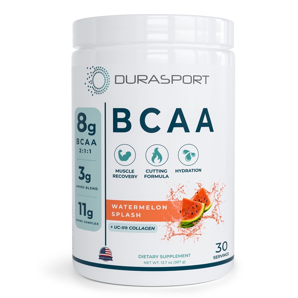Durasport – 11g Sport BCAA – 肌肉恢复,能量和水分后工作+UC-II Collagen + 8 grams 2:1:1 支链氨酸 + 3g 氨基和水分混合 + 30 西瓜