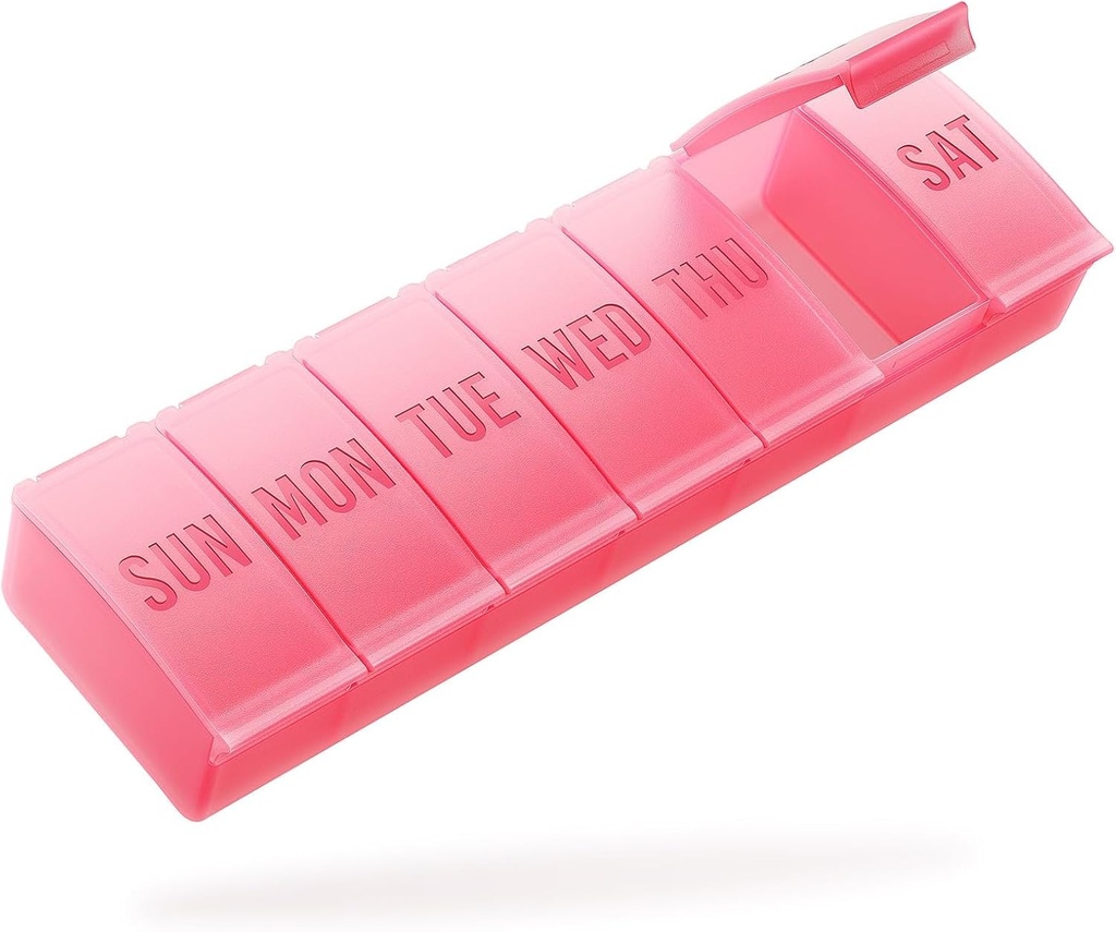 Barhon Pill 组织者 大, 每周药丸组织者, 7日药丸盒案例旅行 大维生素补充剂 鱼油, 红色