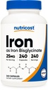 营养成本铁比斯格化补充物(25mg) 240 Capsules - 来自Ferrous Bisglycinate Chelate - 非GMO & Gluten - 无
