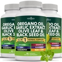 新的AGE Oregano Oil Oregano Oil Garlic 提取橄榄叶与Astragalus - 男女补编 - 180 计数