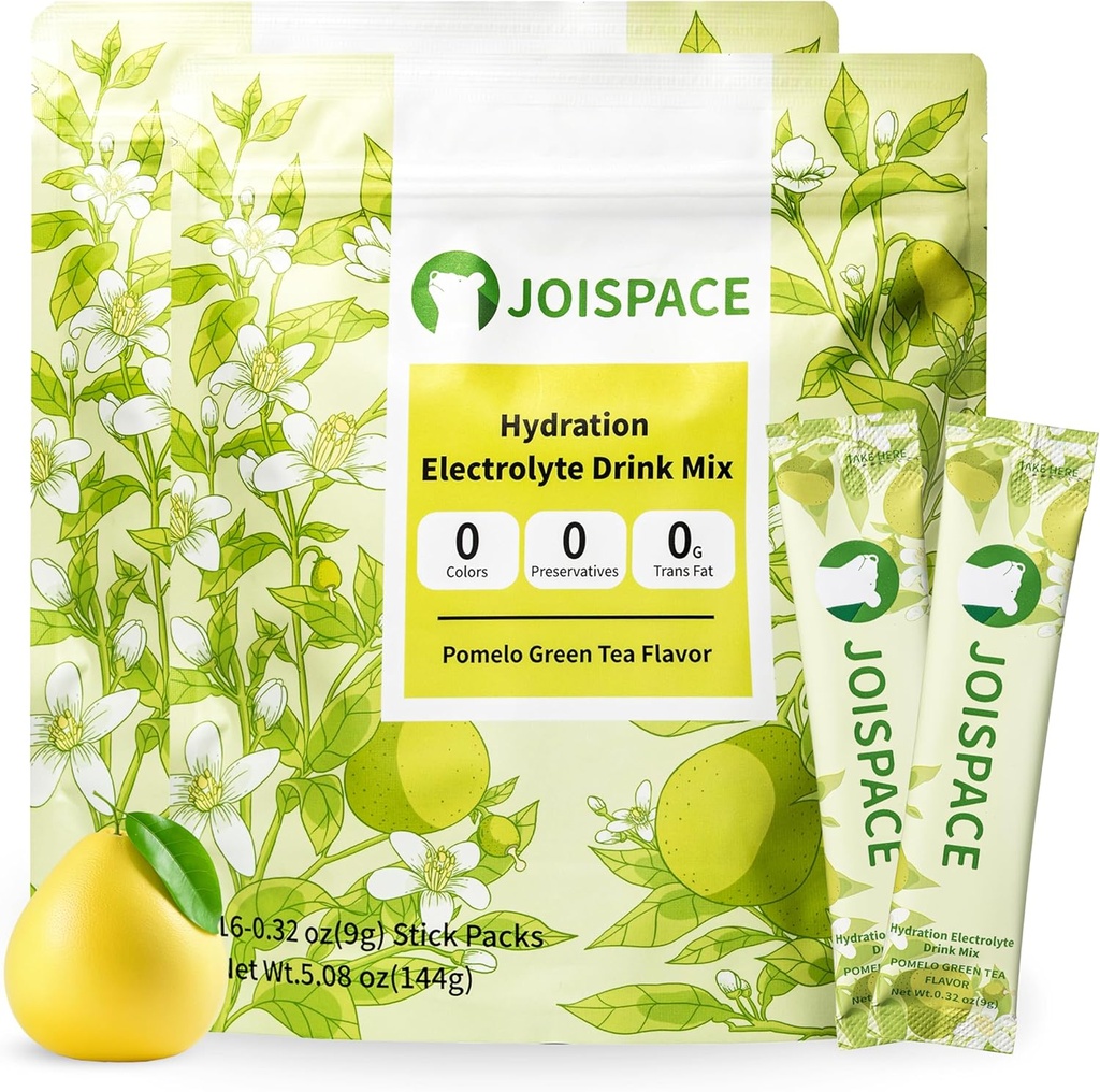 JOISPACE 电解质 饮用与茶多酚的混合 QQ 快水解与电解质 促动 NO-GMO, Vegan, Gluten-Free QQ Pomelo 茶, 32种服务