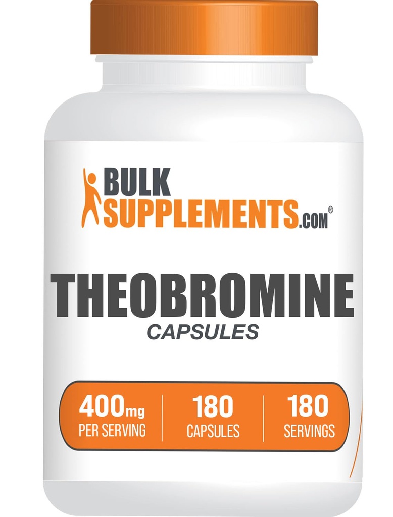 Bulk 补编.com Theobromine Capsules - Theobromine Supplement, Nootropic Supplement, Theobromine 400mg - Brain and Energy Support - Gluten Free, 1 Capsule per service, 180 Capsules (英语).