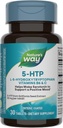 自然之道5-HTP,L-5-Hydroxytryptophan,帮助制作血清素以促进正面展望*,维生素B6,维生素C,格里夫尼亚豆提取,30块片(包装5月Vary)