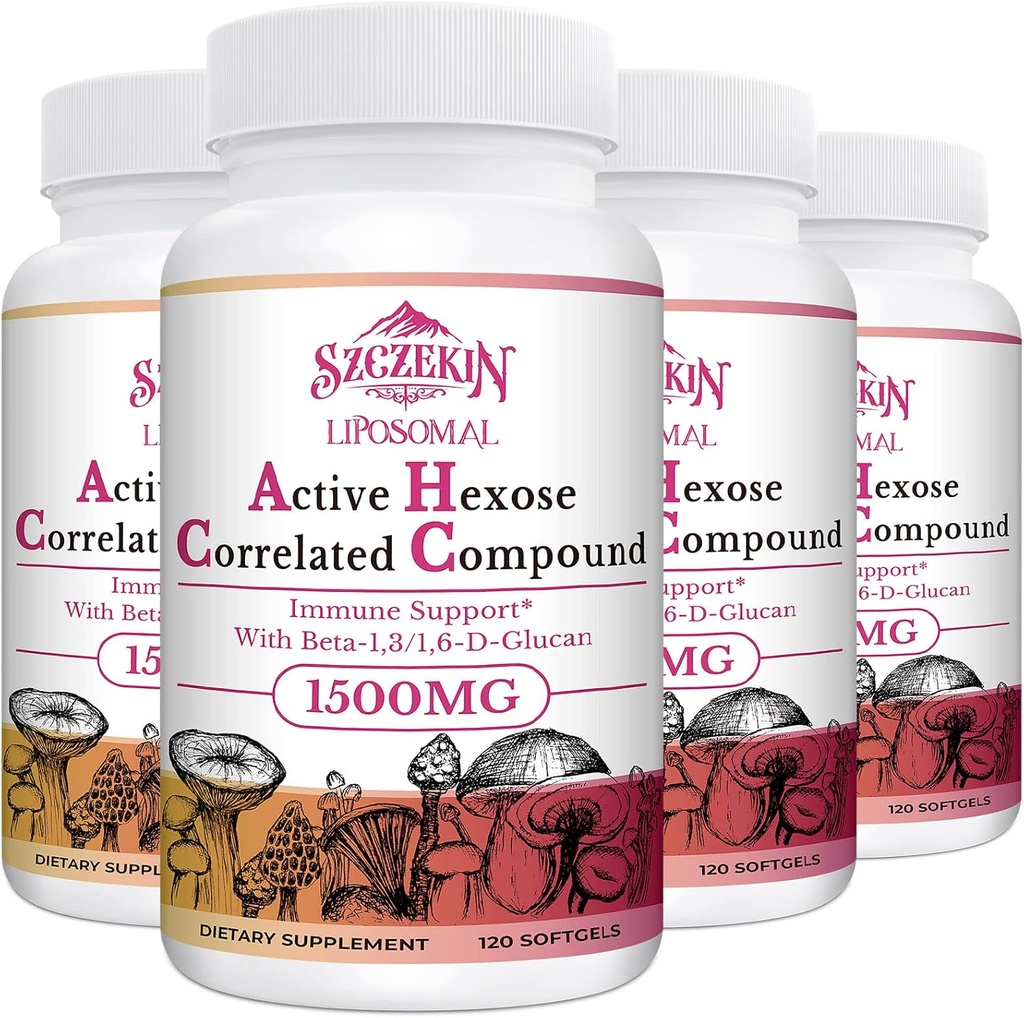 1500mg Liposomal 活性 Hexose Corl相关补编,480 具有天然蘑菇提取、液态系统、肝功能、维护T-Cell & Killer细胞活动的软盖子 Beta-Glucans