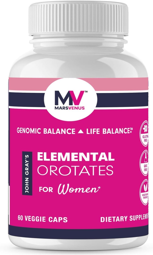 MARS VENUS Supplement with Lithium Orotate Ashwagandha Saffron Berberine Rhodiola Bacopa Fulvic Minerals - Elemental Orotates Capsules for for Women - 60 Count