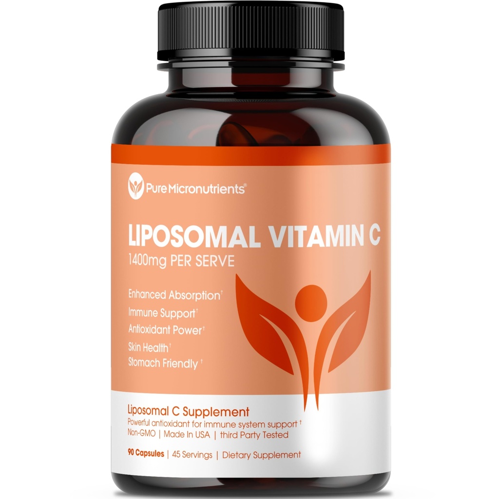 纯微营养素 纯 Liposomal 维生素 C - 1400mg 人均服务补充剂 - 90 Capsules - 高吸收性 VIT C Ascorbic 酸性药丸