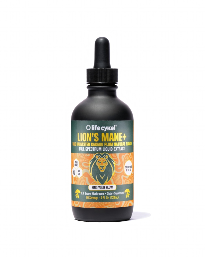 Life Cykel - Lion's Mane Mushroom Extract with Kakadu Plum - 大脑助推器 Nootropic for memory, Focus & REM Sleep - 非GMO, 有机蘑菇丁香 - 4 Fl Oz (60 services) (英语).