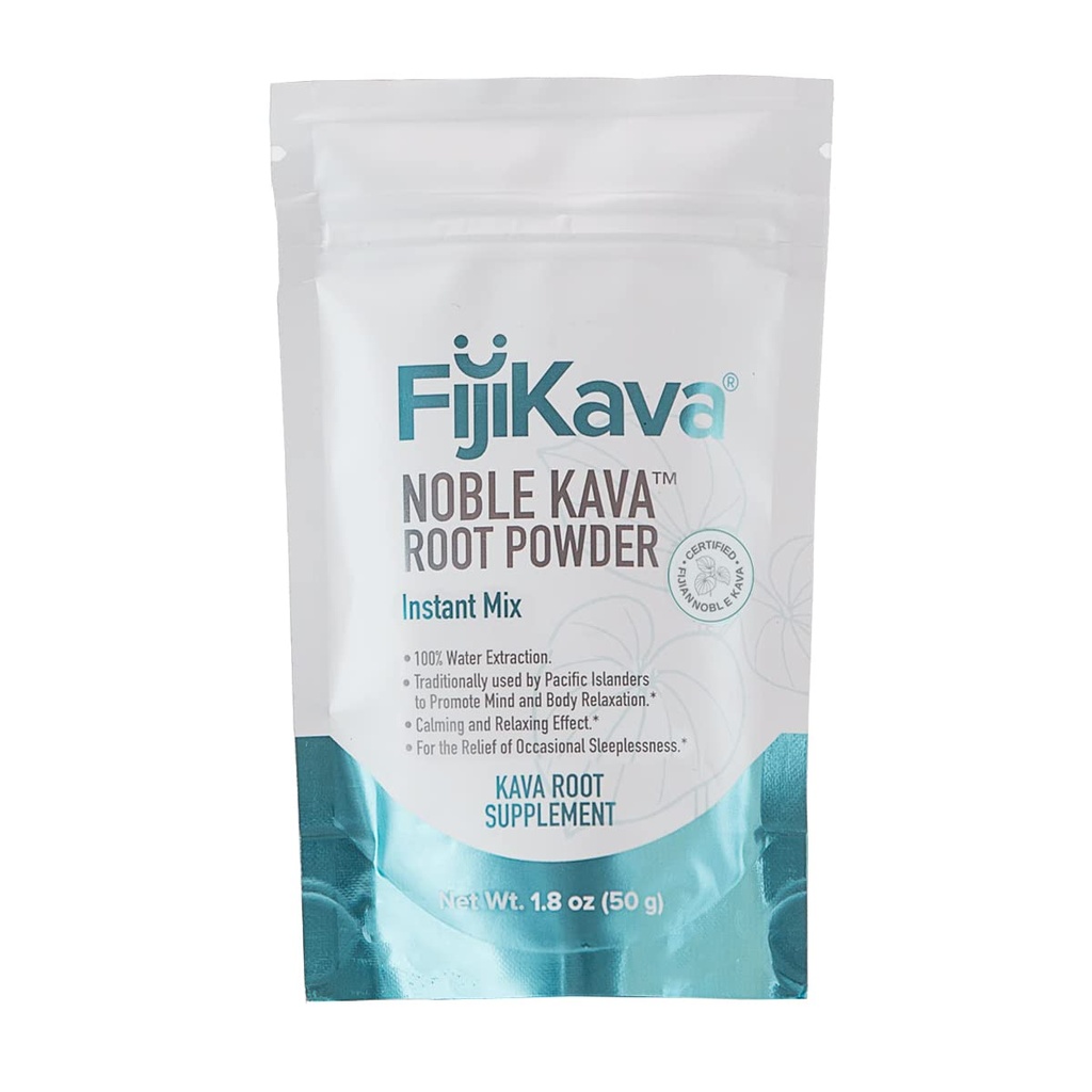 FijiKava Instant Kava Kava Powder 50g – Premium Kava 根粉含有高卡瓦肯酮含量 – 自然放松援助促进平静,缓解压力,以及睡眠支持 – 轻松混合