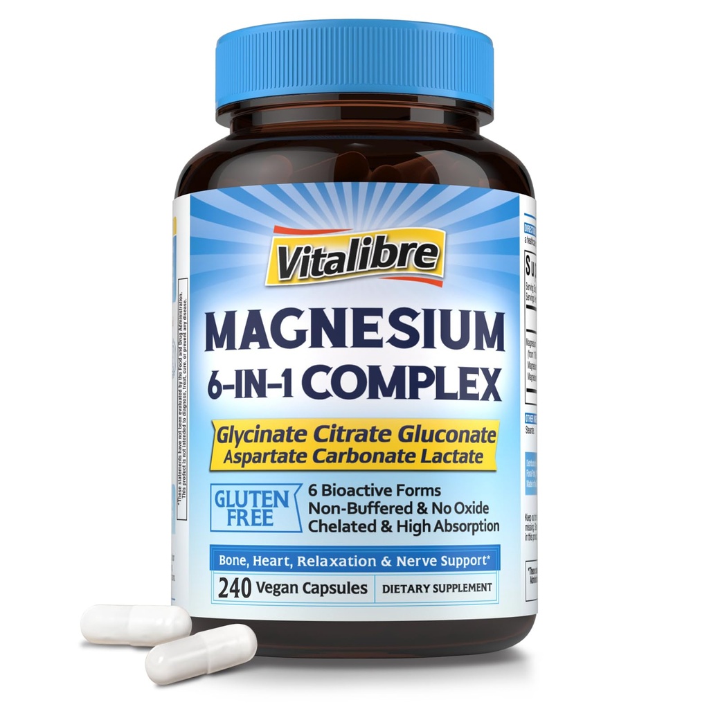 1, 1, 1160mg 中镁复合物 Chelated 镁用于Max吸收, 帮助更好的睡眠, 放松和Nerve calm, 240 Vegan Capsules, 非 GMO & Gluten Free