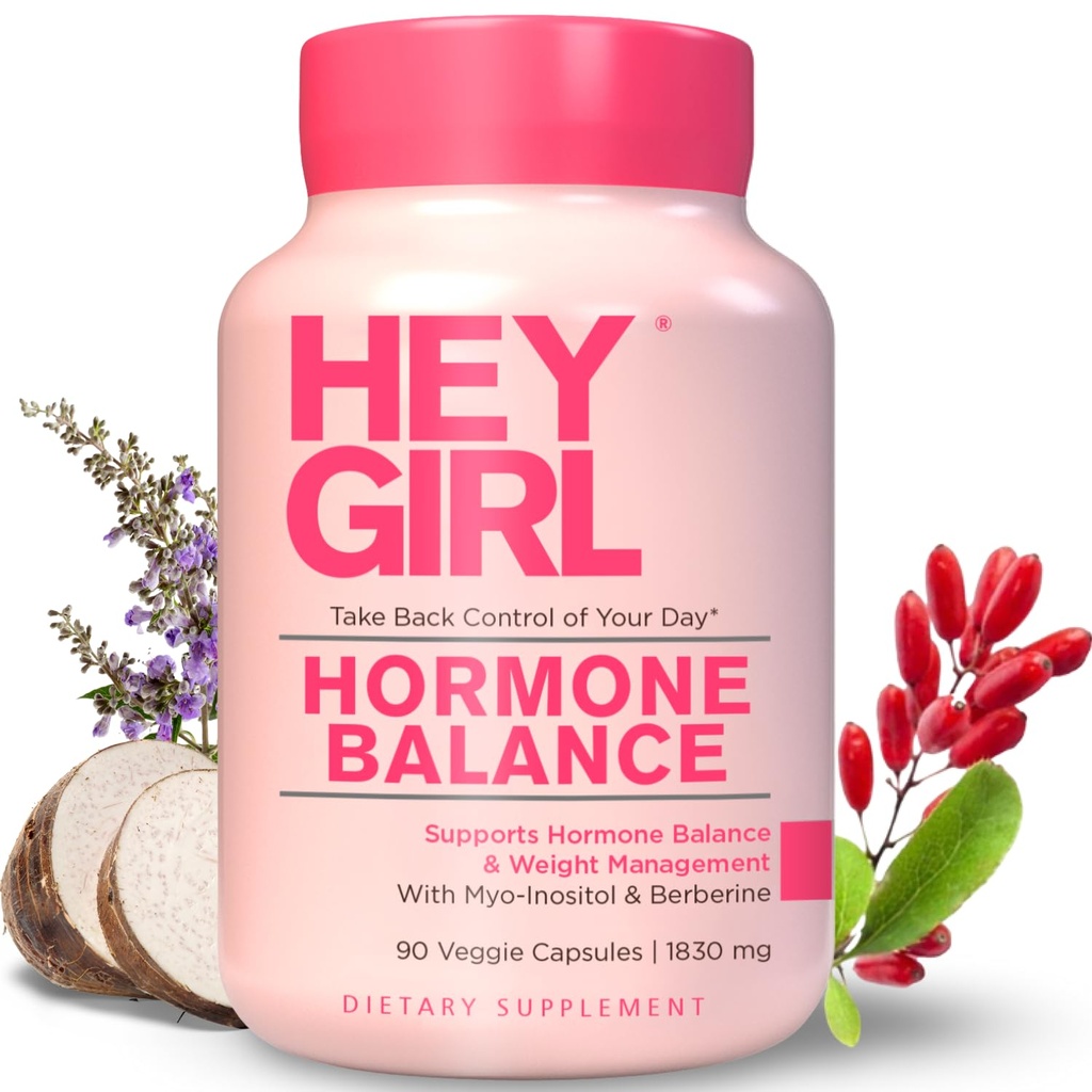 嘿,女孩Hormone平衡 女性 — 12in1 对于更年期,PCOS, PMS, Mood, Hot Flash, 荷尔蒙支持 — w Myo-Inositol, Berberine, Maca Root, Black Cohosh, DIM, Dong Quai