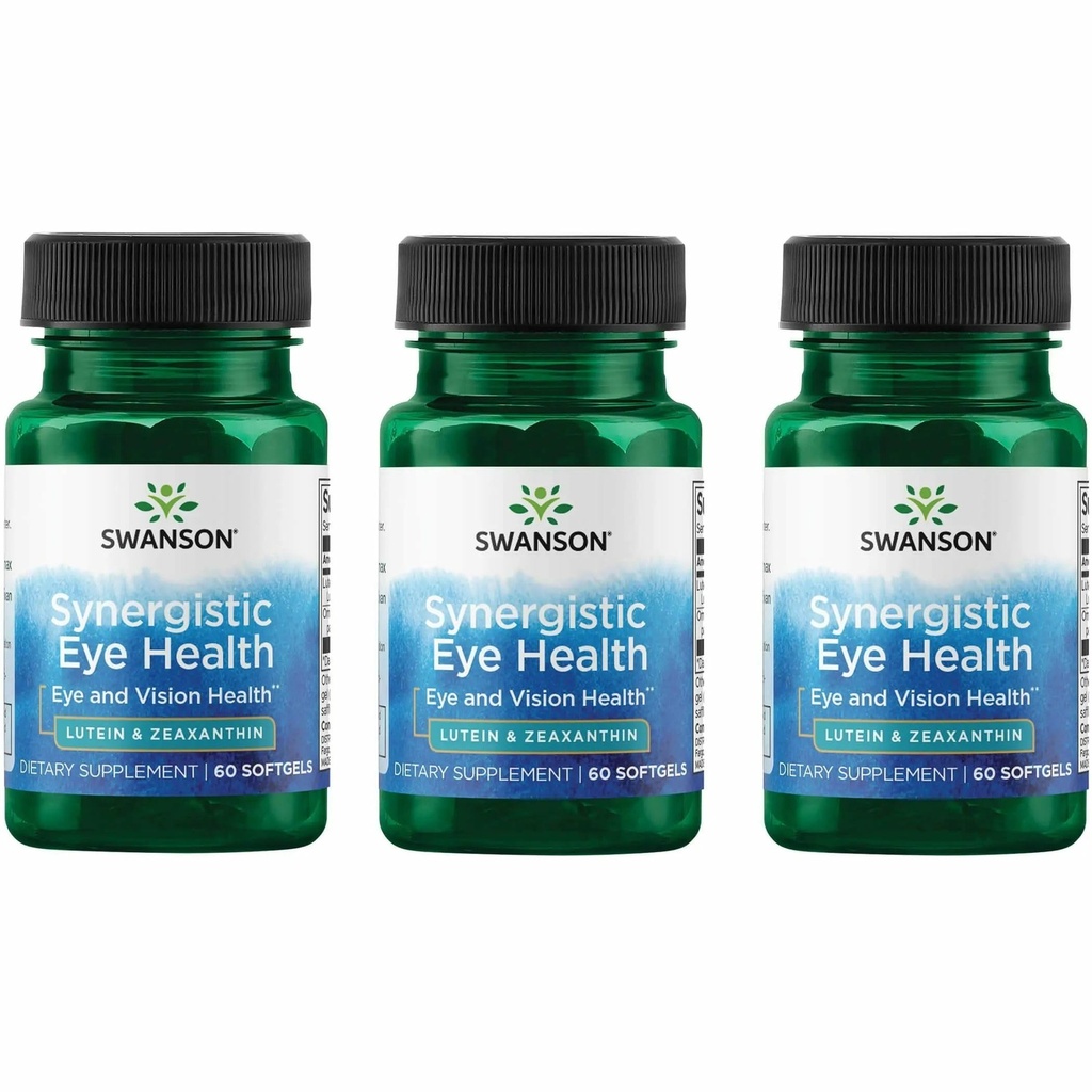 Swanson Lutein & Zeaxanthin Synergistic Eye 健康视觉 Retina Macula 补充(Lutein 20 mg & OmniXan Zeaxanthin 2 mg) 60 软胶(3包)