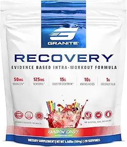 花岗岩营养恢复 -- -- 与EAAs、Cluster Dextrin、Sensoril & Senactiv(运动性能)和Lean Muscle增益 -- -- 彩虹糖果Flavor(20次服务)合作