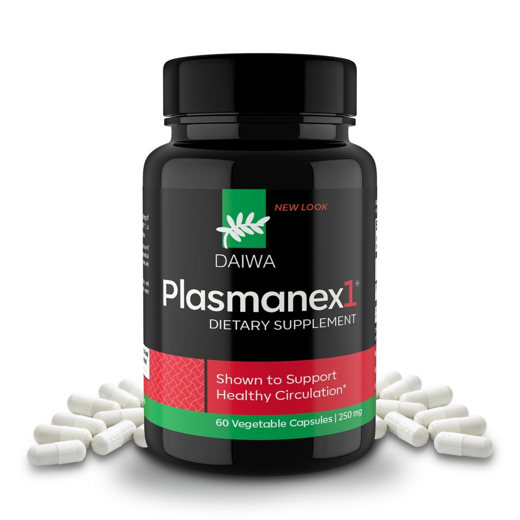 Daiwa Plasmanex 1 - 血液和蔬菜流通补充剂 - 平衡流通,鼓励健康的腿和蔬菜 - 60 Vegan Capsules