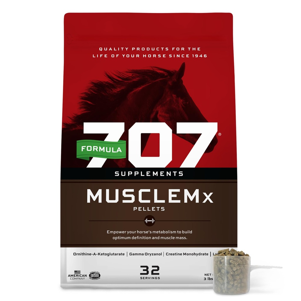 707 MuscleMx Equine 补充剂,3lb Bag – 用 Lysine, Gamma Oryzanol, Creatine & OKG 为马提供条件支持和肌肉构建器