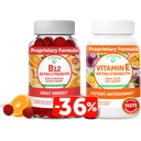 Lunakai维生素B12和维生素E Gummys Bundle - 成人能量支持和骨质健康3000 mcg Gummys - 250 mg 1000 iu 天然VIT E + C 补充剂