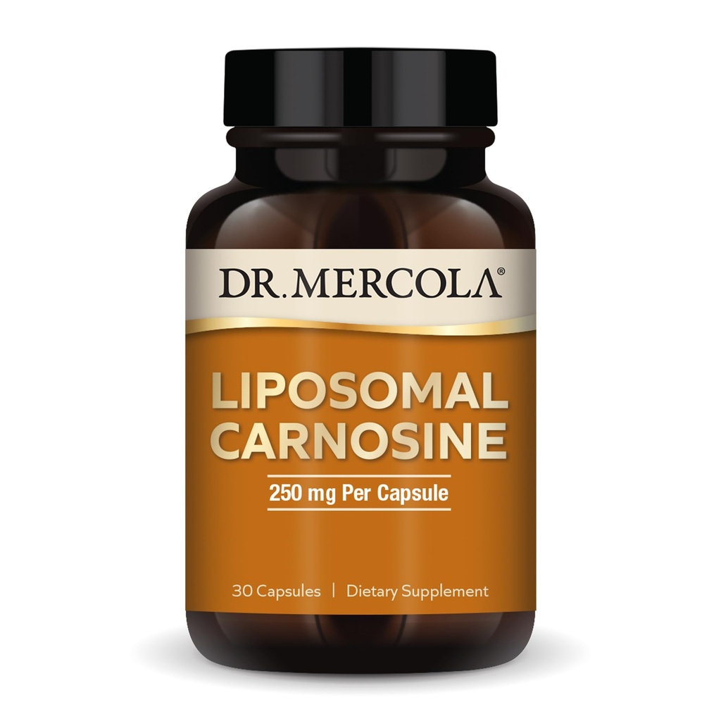 Mercola Liposomal Carnosine博士,每卡普尔250毫克,30名服务员(30名卡普尔),膳食补充品,支持代谢健康,非转基因生物