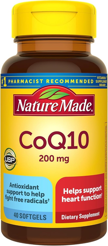 " 自然制造 " CoQ10 200mg, " 心脏健康支助膳食补助 " , " 40软胶 " , " 40天供应 "