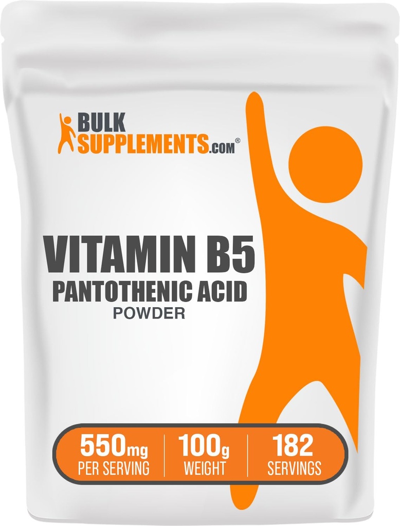 Bulk Assupports.com 维生素B5 粉末 - 作为Pantothenate钙,B5 维生素 - 不含葡萄糖,每服500毫克维生素B5 Pantothenic酸,100g(3.5 oz) (Pack of 1)